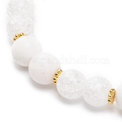 Pulsera elástica con cuentas de jade amarillo natural y cuarzo craquelado sintético&nbsp;BJEW-JB08527-03