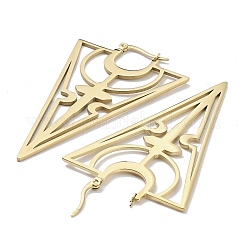 Pendientes de aro con forma de triángulo hueco y cruz de acero inoxidable 304 para mujer&nbsp;LS-EJEW-R156-09G