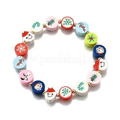 Браслеты из полимерной глины ручной работы с рождественской тематикой и бусинами для женщин BJEW-TA00655