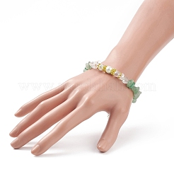 天然石チップ＆シェルパール＆ガラスビーズブレスレット 女性用  7-1/8インチ（18cm）&nbsp;BJEW-JB08990