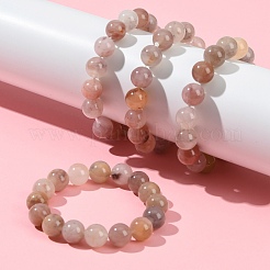 Женские браслеты из круглых бусин натурального кварца толщиной 12 мм BJEW-G756-02B
