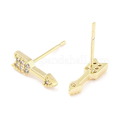 Orecchino a bottone in ottone con micro pavé di zirconi trasparenti&nbsp;EJEW-S217-G23