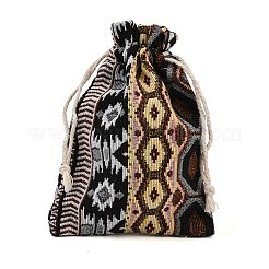 Sacs de rangement à cordon en polycoton à imprimé ethnique&nbsp;FB-CBA307F-01D
