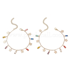 Браслеты с подвесками из латуни и стекла для женщин&nbsp;BJEW-JB13120