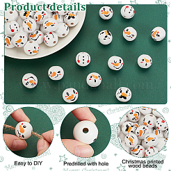 Рождественские печатные деревянные европейские бусы WOOD-PH0003-23