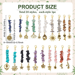 20 шт. подвеска с натуральными и синтетическими драгоценными камнями HJEW-PH02093