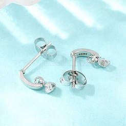 Boucles d'oreilles puces en acier inoxydable 304 serties d'un seul zircon cubique pour femmes&nbsp;SA-CBAB549-05P