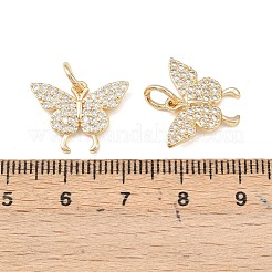 Подвески из латуни с микропаве из прозрачного кубического циркония в виде бабочек&nbsp;KK-C142-01LG