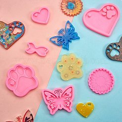 DIYペンダントシリコンモールド  UVレジン＆エポキシ樹脂ジュエリー作り  304ステンレススチール製スプリットキーリングとオープン丸カン  ミックスカラー  型：44~85x29.5~100x6~11mm  内径：6~66x8~89mm  穴：3~10.5mm  5pc&nbsp;DIY-SZ0005-49