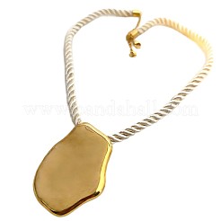 Collares redondos de cordón trenzado de polialgodón con colgante grande de acero inoxidable 304 para mujer.&nbsp;WG3C3B3-04