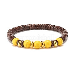 2 pièces 2 styles turquoise synthétique (teint) et ensembles de bracelets extensibles en noix de coco naturelle&nbsp;BJEW-JB07627