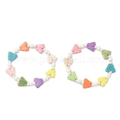 Бабочка синтетические бирюзовые бусины эластичные браслеты для женщин&nbsp;BJEW-JB12119