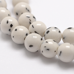 天然石イエロージェイド翡翠ビーズ  模造品  ラウンド  ベージュ  直径約4mm  穴：0.8mm  約100個/連  16インチ&nbsp;GSR4mmC192