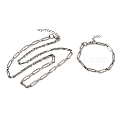 Schmucksets aus Büroklammerketten aus Edelstahl 304 (Armband & Halskette)&nbsp;SJEW-L199-21P