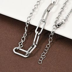 304 нержавеющая сталь скрепка цепочка витая цепь кабель цепи ожерелья для женщин мужчин NJEW-A053-01P