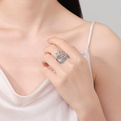 Открытые манжеты из латуни с микропаве и прозрачным цирконием для женщин RJEW-S402-06P