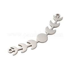 変色しない304ステンレススチールペンダント  レーザー切断  ステンレス鋼色  月相  45x9x1mm  穴：1.5mm&nbsp;STAS-S123-01P-01