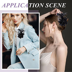 Булавки для лацканов одежды в виде цветочных перьев и железа&nbsp;JEWB-WH0010-114B