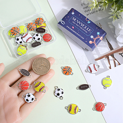 28 шт. 7 стиля подвески-соединители из сплава и эмали в виде спортивного мяча&nbsp;ENAM-SC0005-17