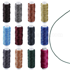 12 rollo de cordón trenzado de poliéster encerado redondo de 12 colores&nbsp;YC-CL0001-03B