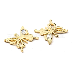 ラックメッキ合金、ガラスペンダント付き  鉛フリー＆カドミウムフリー  バタフライチャーム  ゴールドカラー  19x23x3mm  穴：1.2mm&nbsp;PALLOY-K010-43G