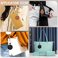 2 шт. 2-цветные плоские круглые кожаные брелки-чехлы для фотокарт&nbsp;AJEW-CL0002-43