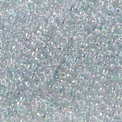 MIYUKIラウンドロカイユビーズ  日本製シードビーズ  （rr2443)透明ライトマリンブルーゴールド光沢  8/0  3mm  穴：1mm  約422~455PCS /ボトル  10 G /ボトル&nbsp;SEED-JP0009-RR2443