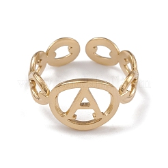 Ионное покрытие (ip) 304 нержавеющая сталь начальная буква a открытые манжеты кольца для женщин RJEW-G285-56G