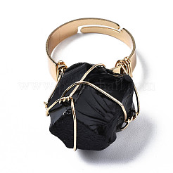 Verstellbare Fingerringe aus natürlichem Obsidian&nbsp;RJEW-T019-02A-KC
