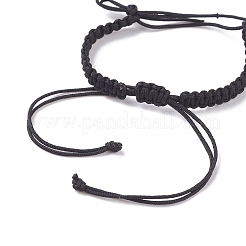 2本ナイロン編み込みブレスレット作り  ブラック  内径：2インチ（5.2cm）&nbsp;BJEW-JB07525-03
