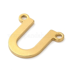 304ステンレススチールチャーム  18KGP本金メッキ  レターチャーム  U字  10x11x1mm  穴：1mm&nbsp;STAS-Z074-04G-U