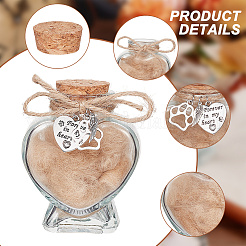 3 шт. памятная бутылка в форме сердца из шерсти домашних животных с подвесками в виде отпечатков лап AJEW-NB00002