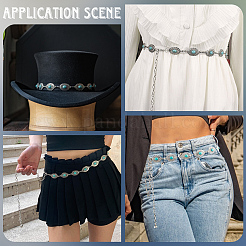 1 шт сплав с имитацией смолы бирюзового цвета овальные звенья цепи ремни&nbsp;AJEW-CY0001-79B