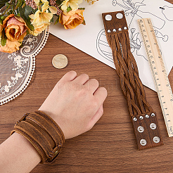 2 Stück 2 Stile Leder-Wickelarmbänder mit Druckknöpfen&nbsp;BJEW-CL0001-42
