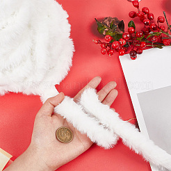 Rouleau de tissu de garniture de ruban de fausse fourrure blanche pour la décoration d'arbre de noël ou l'artisanat d'arcs de guirlande&nbsp;DIY-GF0006-66