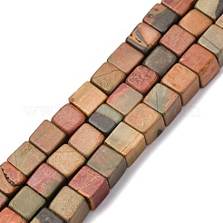 Нити бусин из натурального камня пикассо/полихромной яшмы G-B155-C10-8x8mm