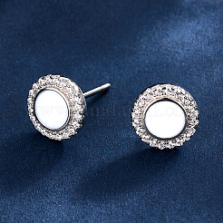 Элегантные плоские круглые серьги из стерлингового серебра 925 пробы с кубическими цирконами XC4158