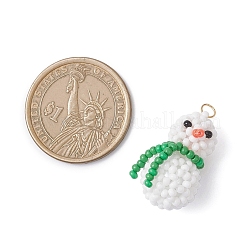 Подвески-снеговики из стеклянных бусин&nbsp;PALLOY-MZ01007-01