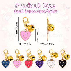 30 шт. подвеска в виде сердца из эмалевого сплава с улыбающимся лицом в двух стилях&nbsp;HJEW-YW00177
