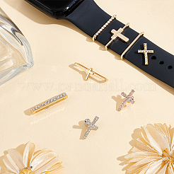 5 шт. 5 стиля крестообразной формы из цинкового сплава со стразами для браслета часов и подвесками для браслета часов FIND-UN0003-40