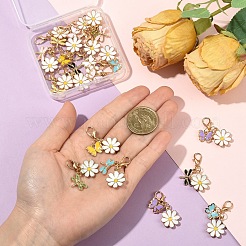 20 Uds. Decoraciones colgantes esmaltadas de aleación de flores de 10 estilos&nbsp;HJEW-YW00352