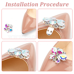 Украшения для свадебной обуви из сплава со стразами&nbsp;FIND-FG0002-48B