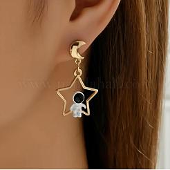 Серьги-гвоздики из сплава смолы с луной и звездой в виде космонавта&nbsp;FS-WG8DF57-01
