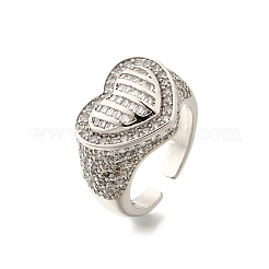 Латунные кольца-манжеты с микропаве и прозрачным цирконием для женщин RJEW-G347-01P