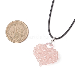 3 шт. 3-цветный гальванизированный стеклянный кулон в форме сердца из черного вощеного хлопкового шнура для женщин&nbsp;NJEW-MZ00120