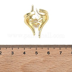 Anelli aperti con polsino in ottone micro pavé di zirconi cubici per donna&nbsp;RJEW-L343-09G-01