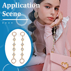 Удлинительные цепочки для сумок с ромбами и плоскими круглыми стразами aolly pave FIND-WH0152-600G