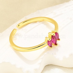 Манжеты из латуни с микро паве кубический цирконий для женщин RJEW-H247-35G-02