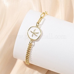 Braccialetti a maglie in ottone smaltato a tema oceanico&nbsp;BJEW-JB13800-02