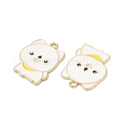 合金エナメルチャーム  ゴールドカラー  犬チャーム  ホワイト  24x19.5x1mm  穴：1.8mm&nbsp;ENAM-D046-48G